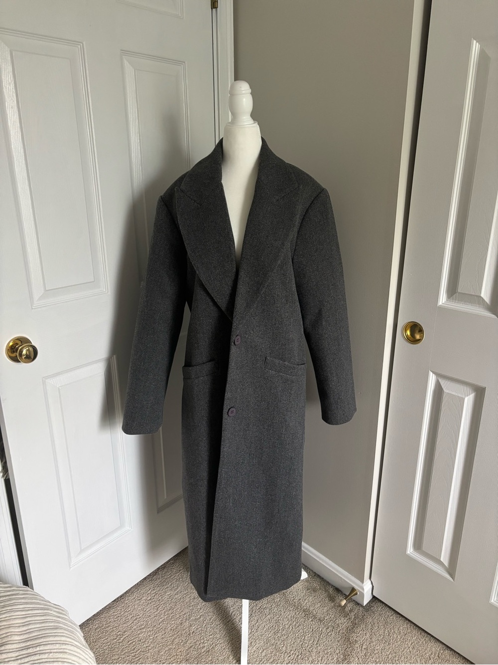 Lioness Dark Charcoal Long Pea Coat